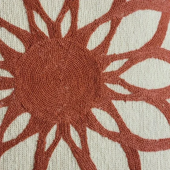 Accent Pillow, Nordstrom, Wool Embroidery Detail One Side, Rust Beige18"x18" - Picture 3 of 7